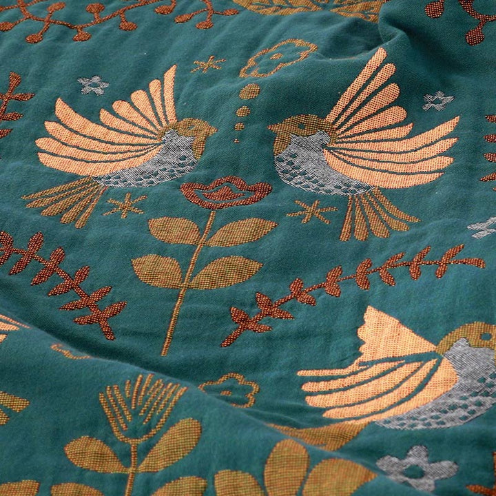 Solari Cotton Bird & Floral Reversible Blanket