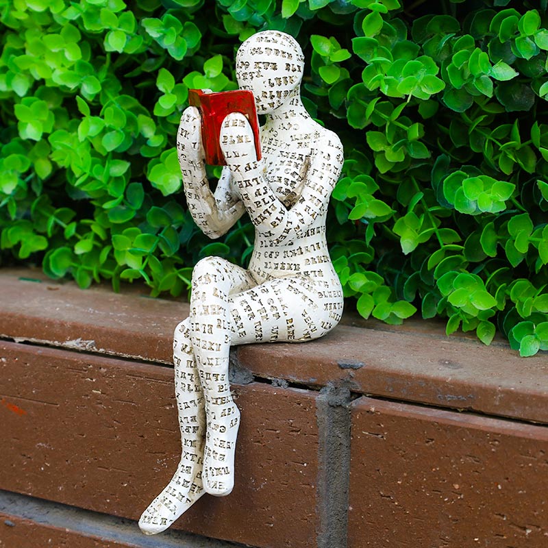 Reading Woman Sculpture Bookshelf Decor