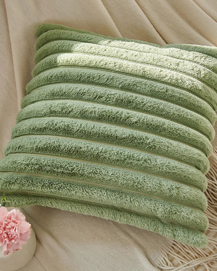 Ribbed Plush Cushion Set – Soft Velvet Sofa Pillow Covers