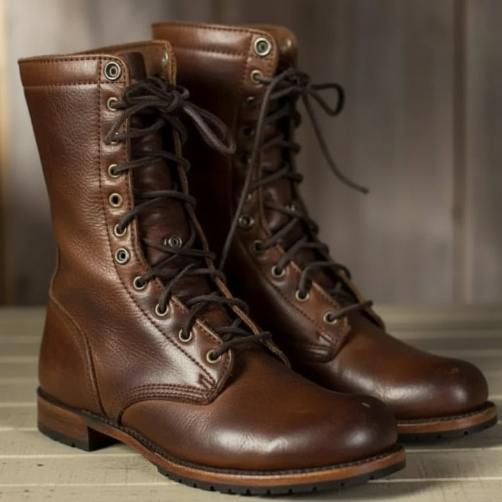 Heritage Leather Lace-Up Combat Boots