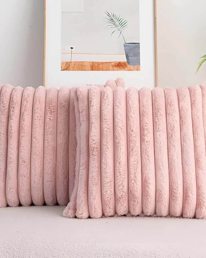Ribbed Plush Cushion Set – Soft Velvet Sofa Pillow Covers