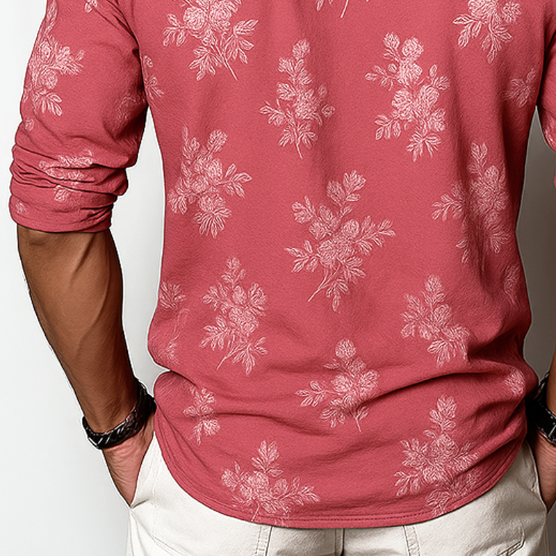 Redford Floral Long Sleeve Henley Shirt