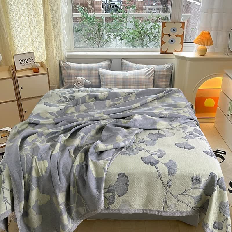 Liora Gauze Ginkgo Reversible Cotton Quilt