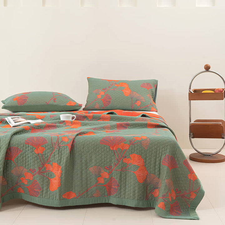 Valona Reversible Ginkgo Leaf Cotton Quilt
