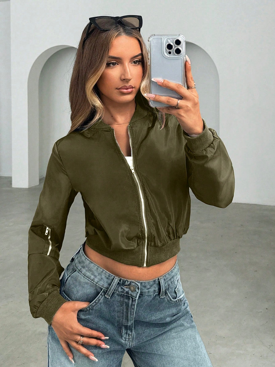 Renata Cropped Bomber Jacket