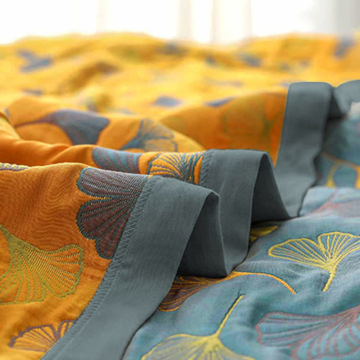 Solina Reversible Ginkgo Leaf Cotton Quilt