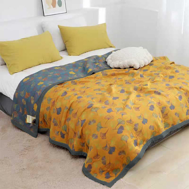 Solina Reversible Ginkgo Leaf Cotton Quilt