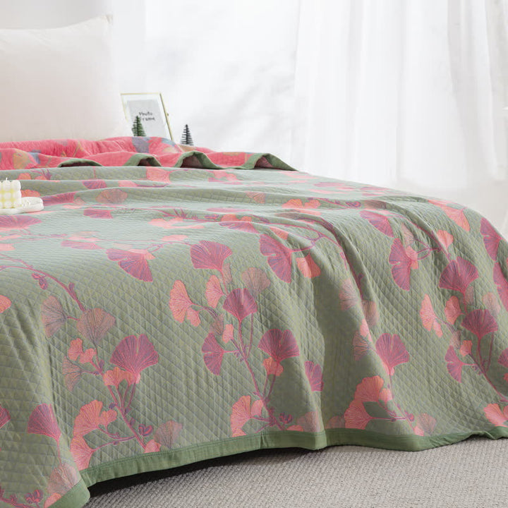 Valona Reversible Ginkgo Leaf Cotton Quilt