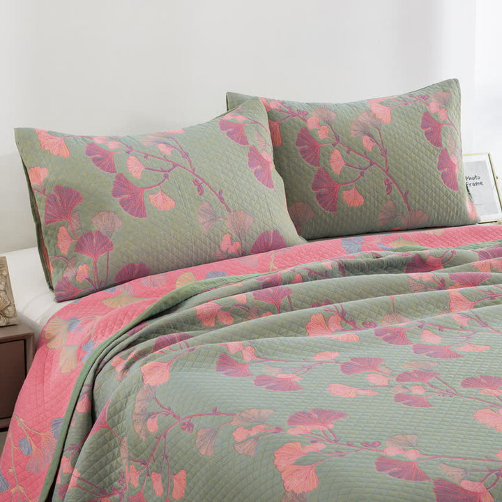 Valona Reversible Ginkgo Leaf Cotton Quilt