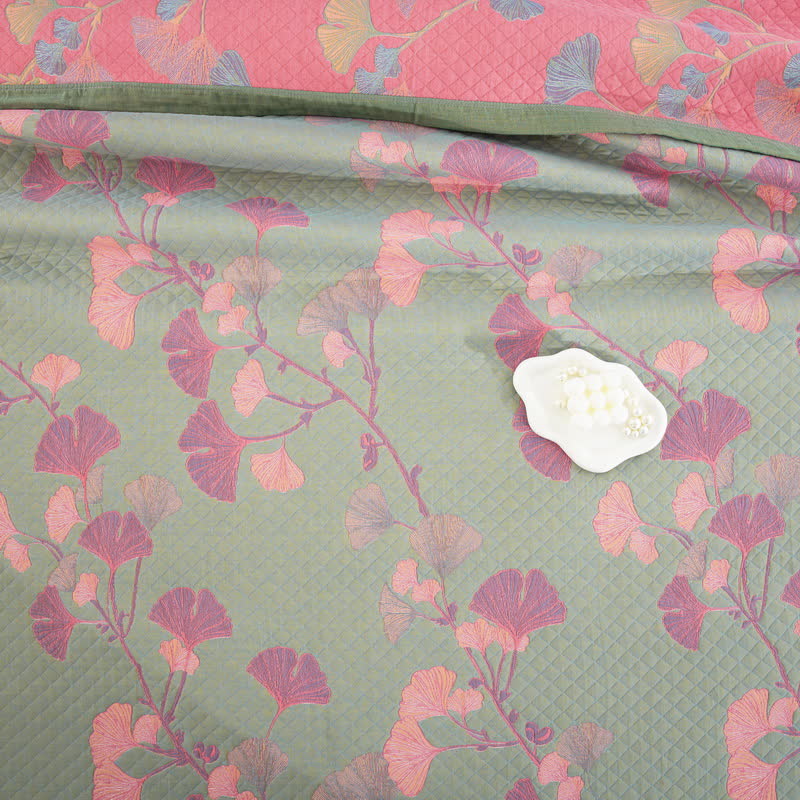 Valona Reversible Ginkgo Leaf Cotton Quilt