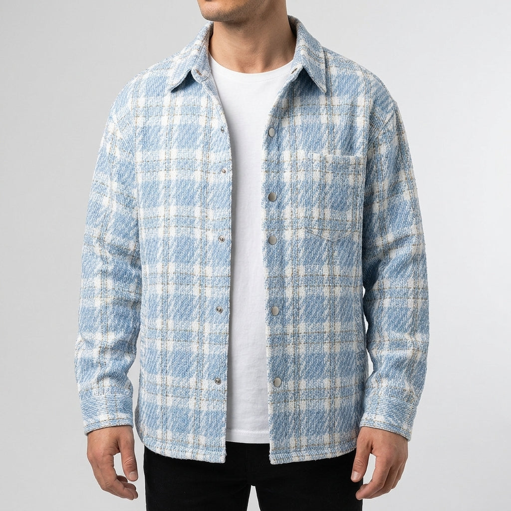 Plaid Check Pattern Blue/White/Grey