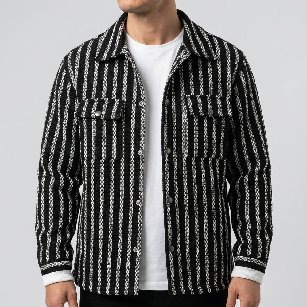 Vertical Stripe Black/White/Light Grey