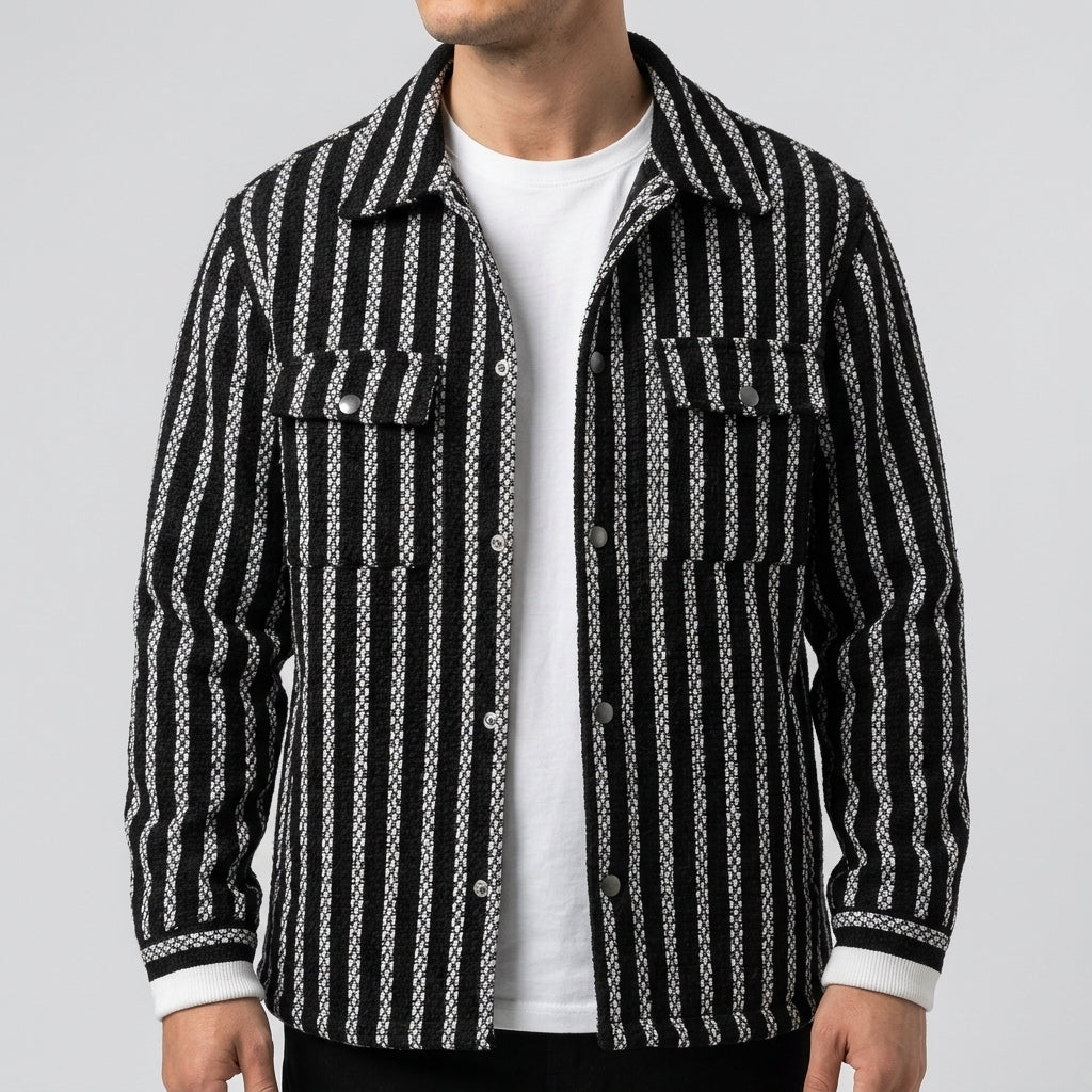 Vertical Stripe Black/White/Light Grey