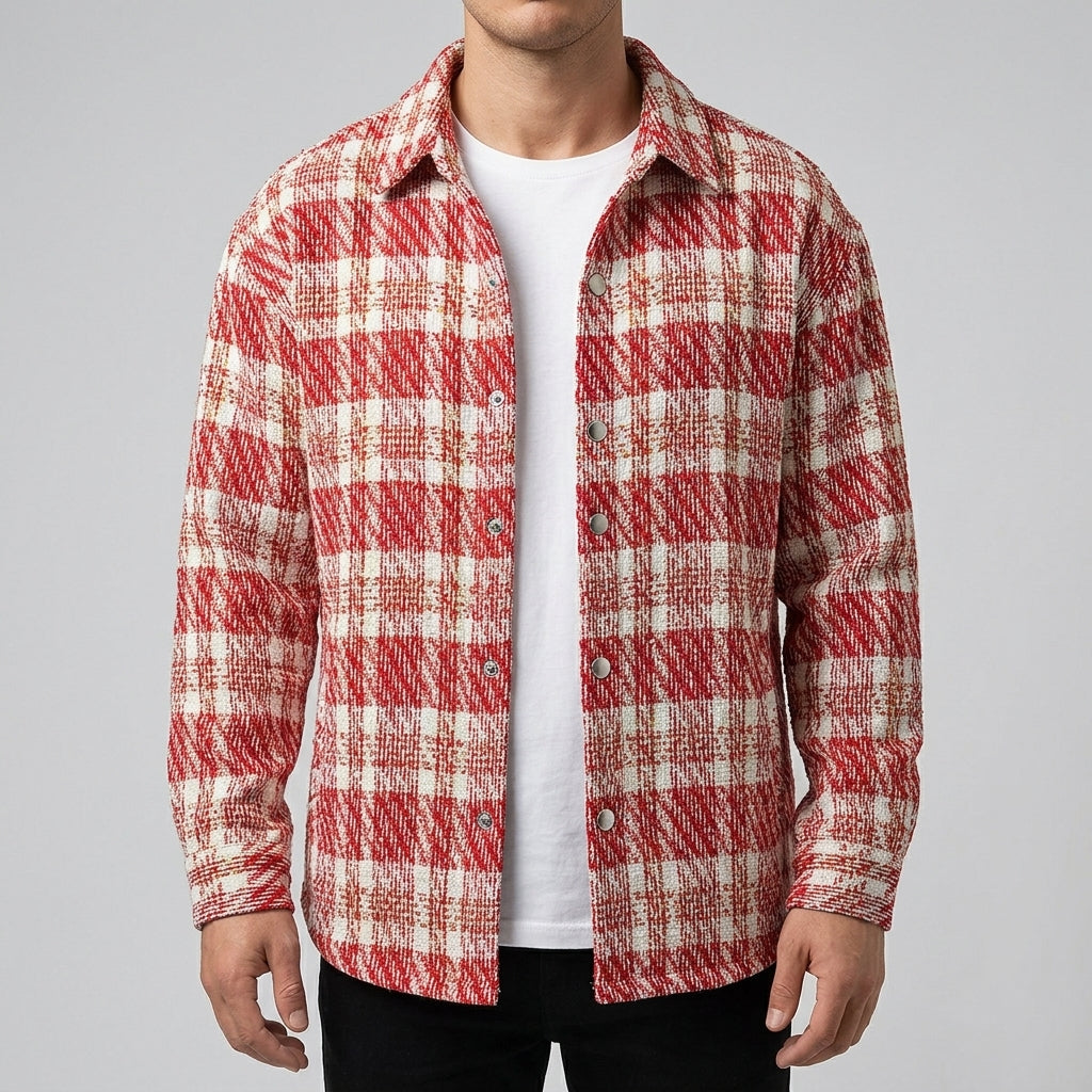 Bold Plaid Red/White/Light Beige