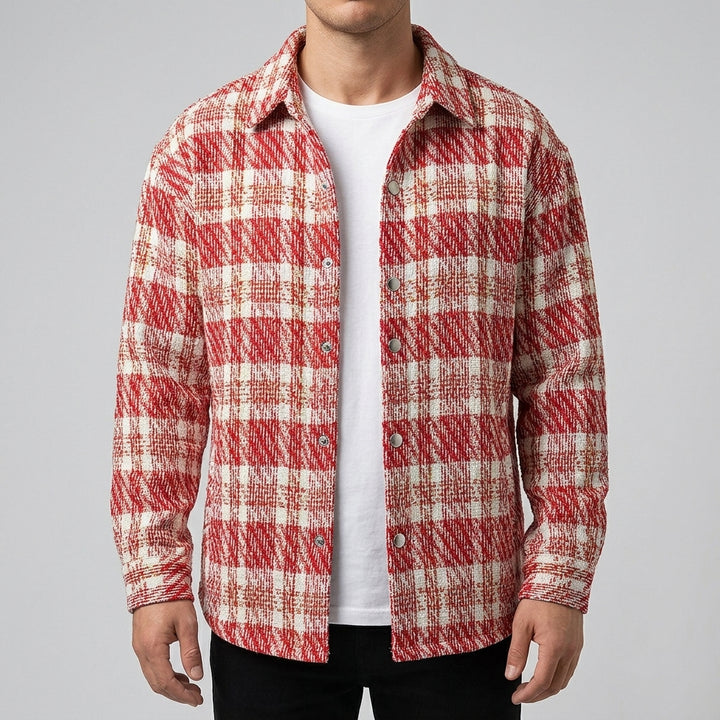 Bold Plaid Red/White/Light Beige