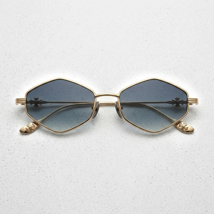 Gold frame — Light blue lens