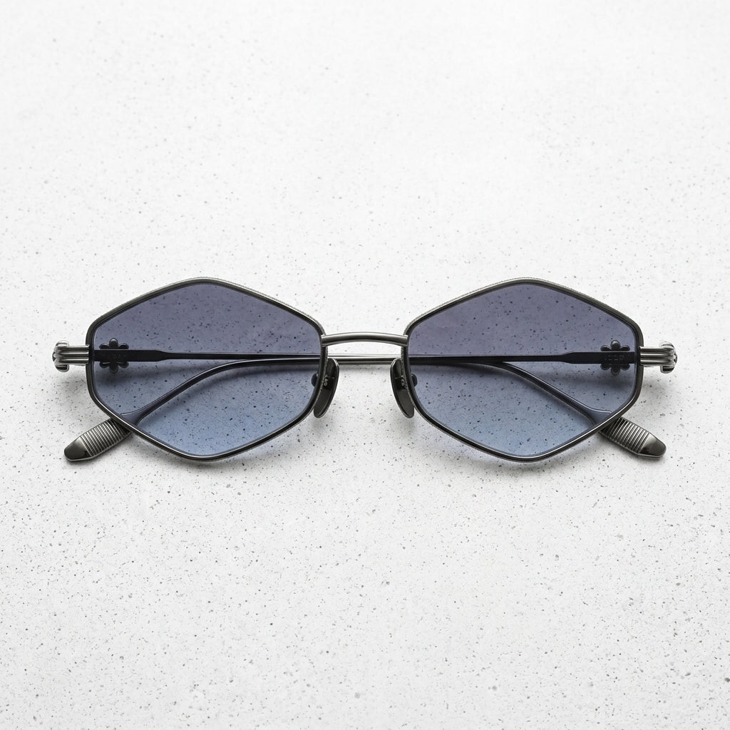 Silver frame — Blue-grey lens