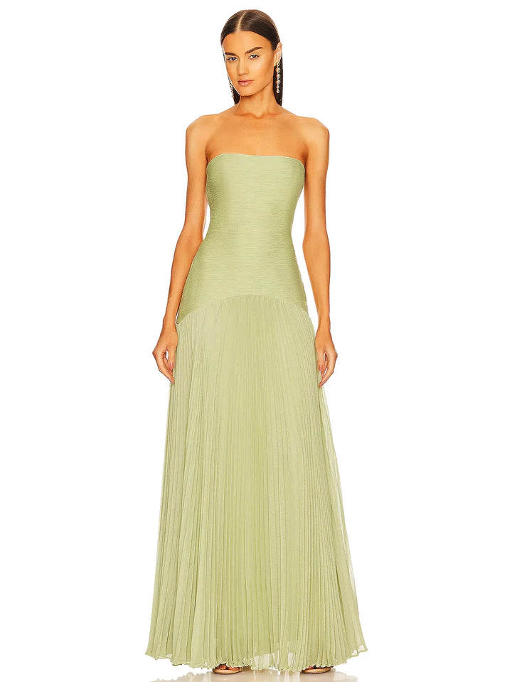 Sienna Strapless Pleated Maxi Dress