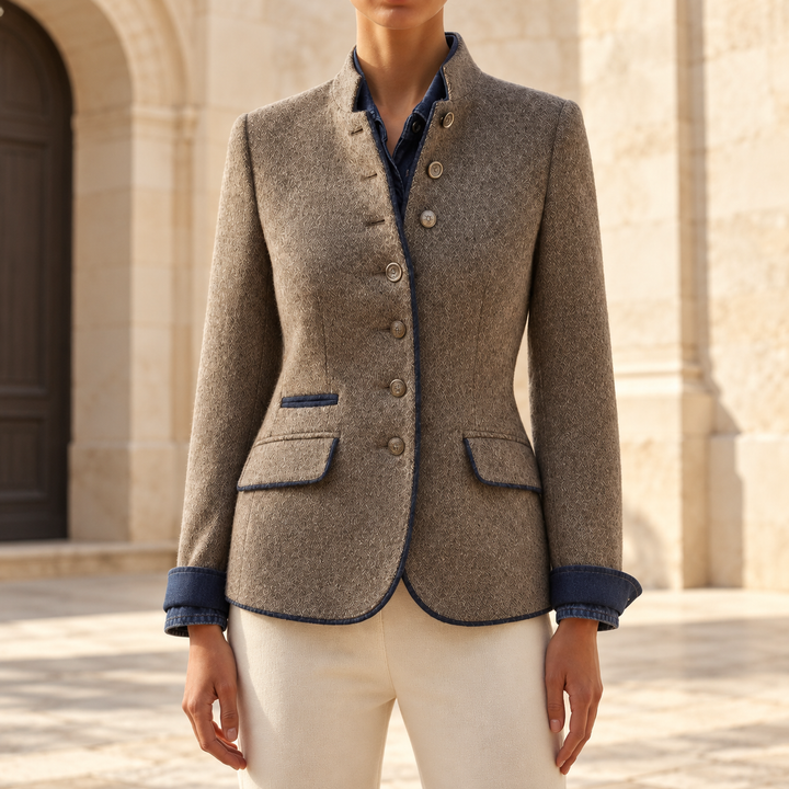 Sabrina Textured Stand-Collar Blazer