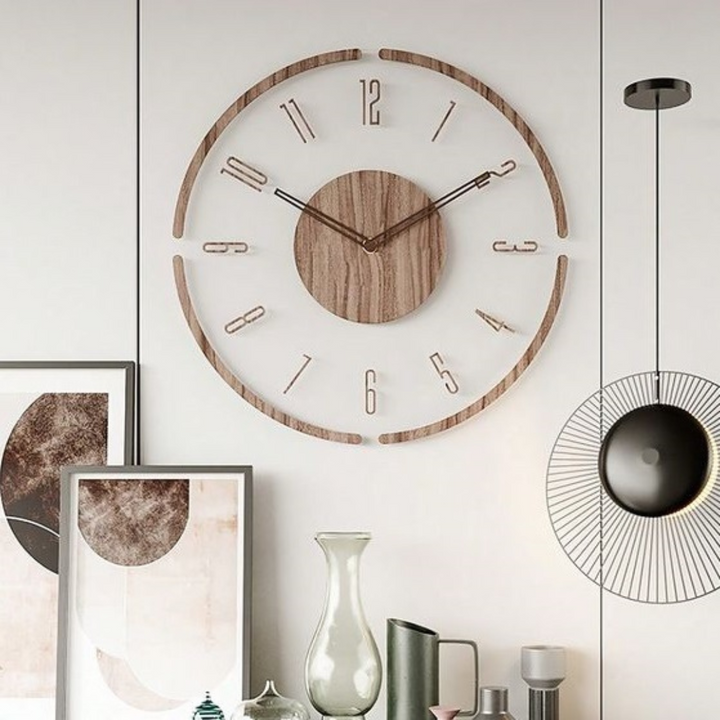 Scandinavian Wood Wall Clock – Silent Minimalist Design
