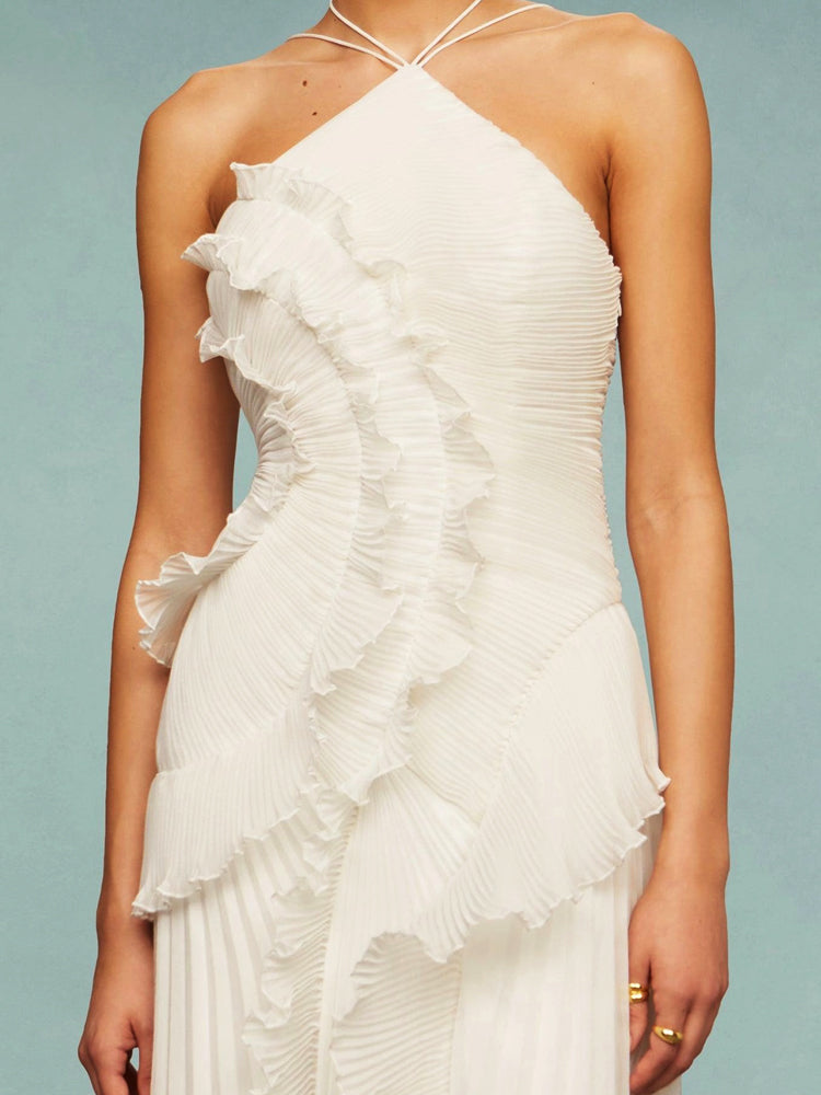 Avery One-Shoulder Pleated Maxi Dress