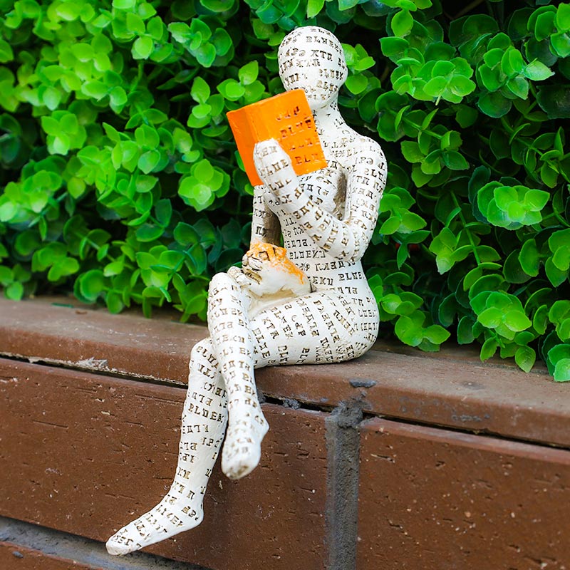 Reading Woman Sculpture Bookshelf Decor