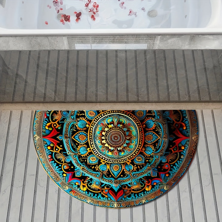 Mandala Print Non-Slip Rubber Doormat