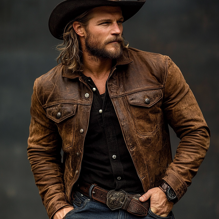 Harlow Distressed Leather Lapel Jacket