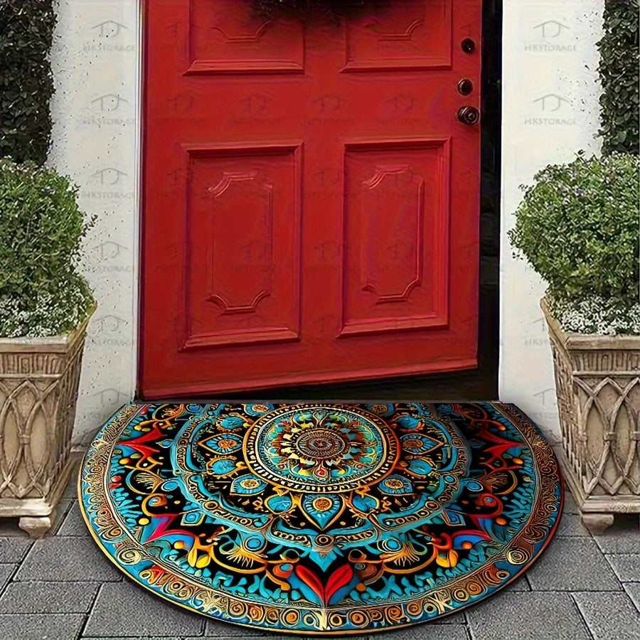 Mandala Print Non-Slip Rubber Doormat