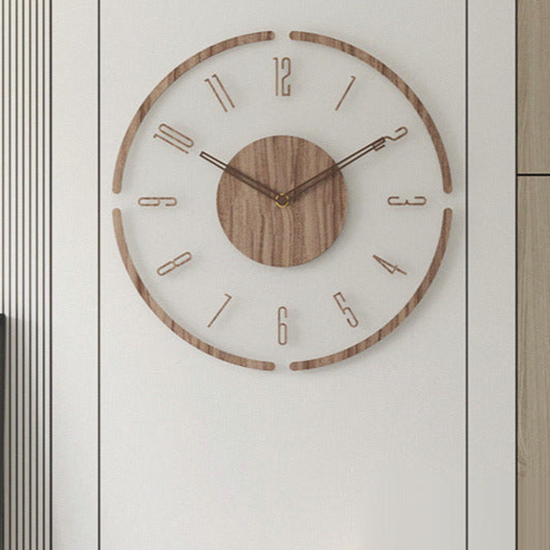 Scandinavian Wood Wall Clock – Silent Minimalist Design