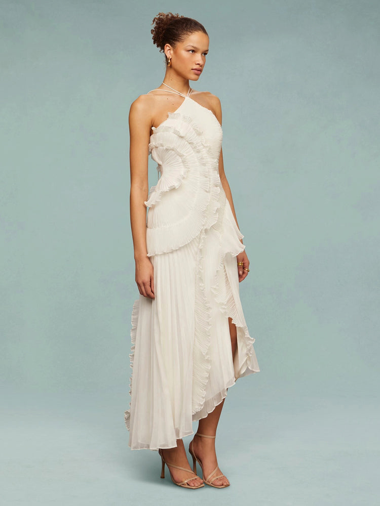 Avery One-Shoulder Pleated Maxi Dress