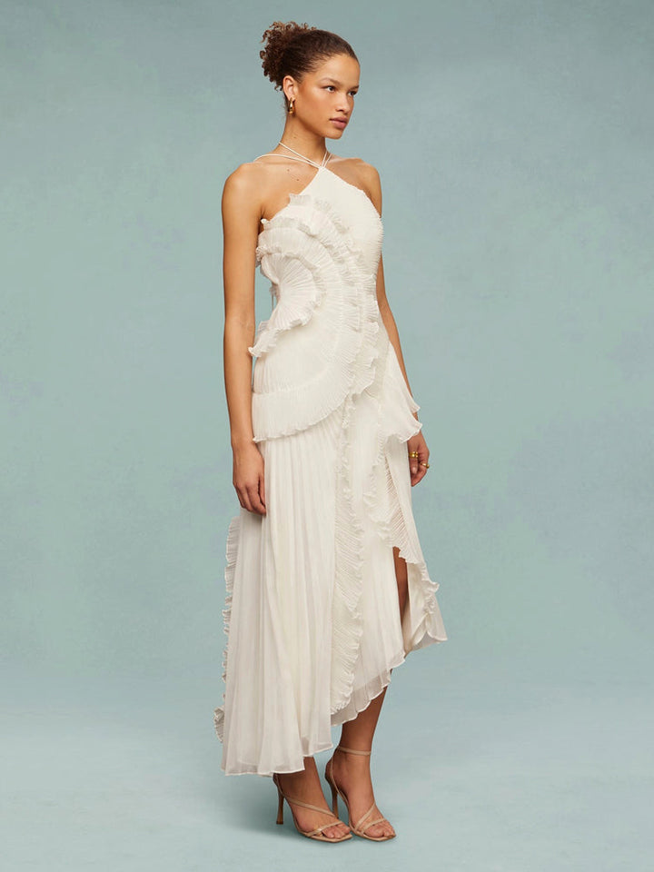 Avery One-Shoulder Pleated Maxi Dress