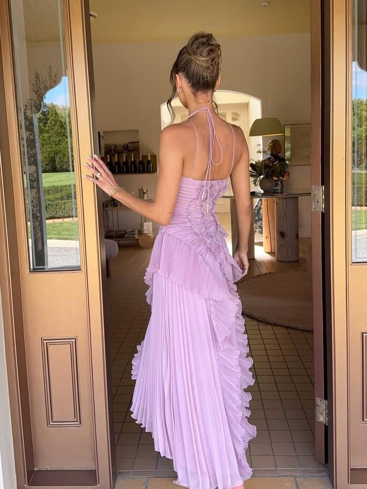Avery One-Shoulder Pleated Maxi Dress
