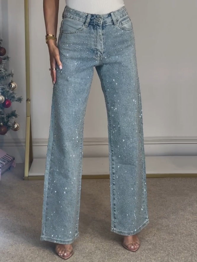 Women’s Rhinestone Straight Leg Jeans