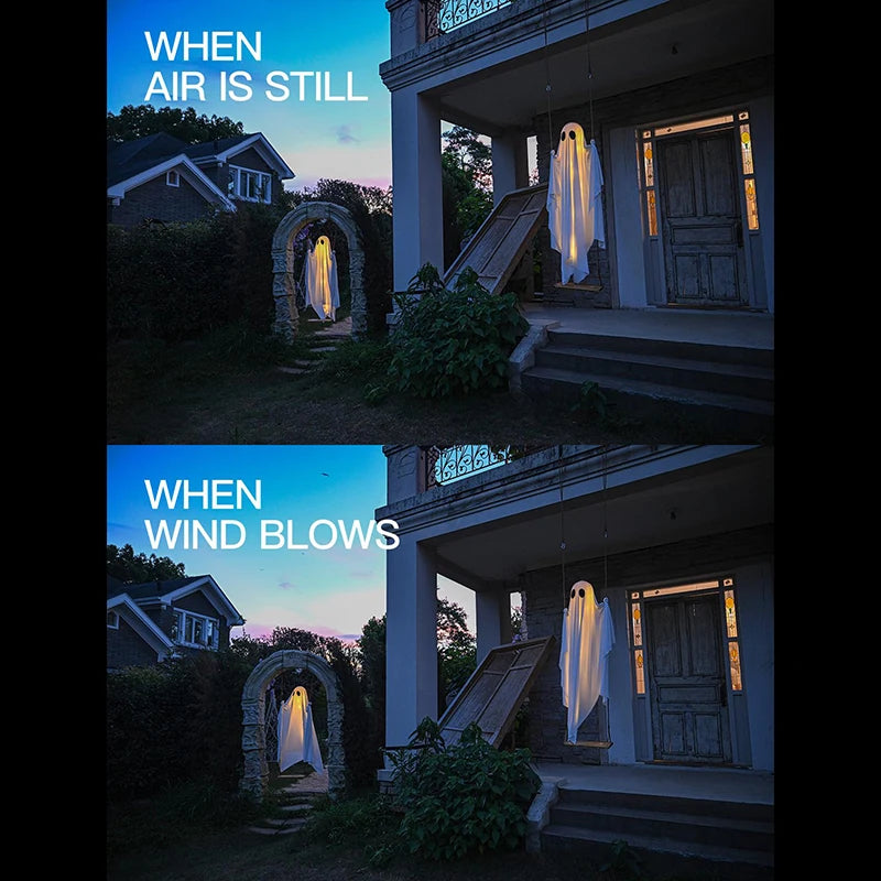 Hanging Ghost Decoration with Swing and LED Lights