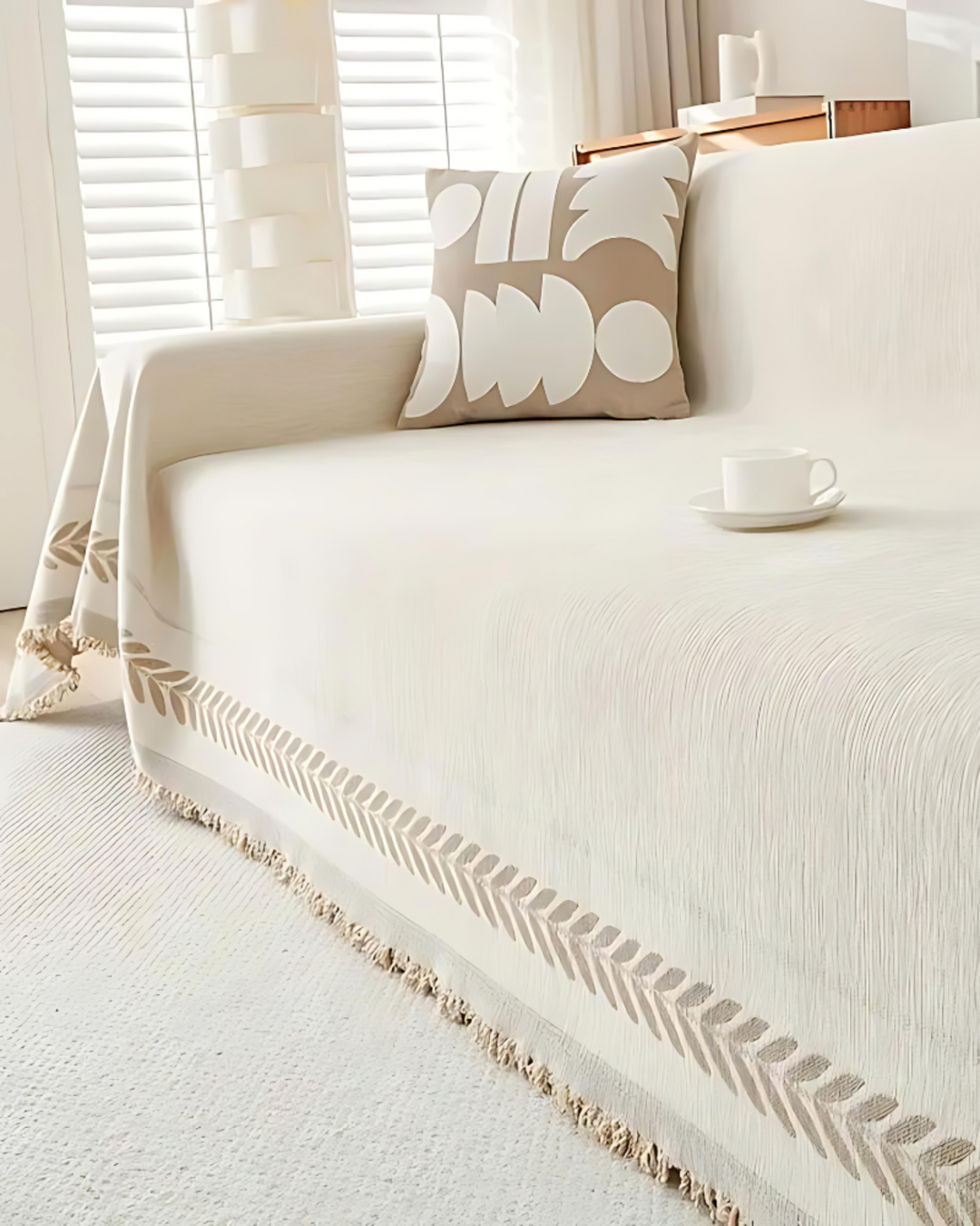 Boho Leaf Pattern Sofa Throw Cover