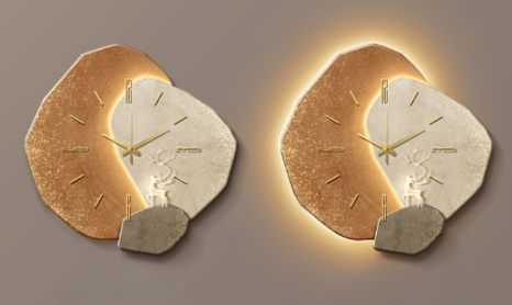 Modern Wooden Wall Clock – Sculpted LED Accent Design