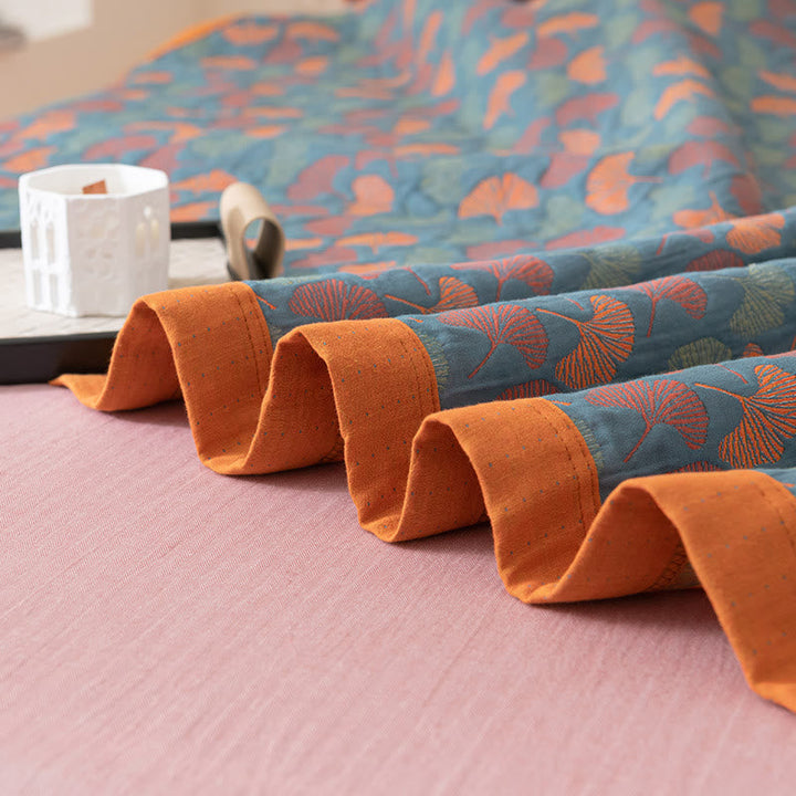 Reversible Ginkgo Leaf Cotton Quilt