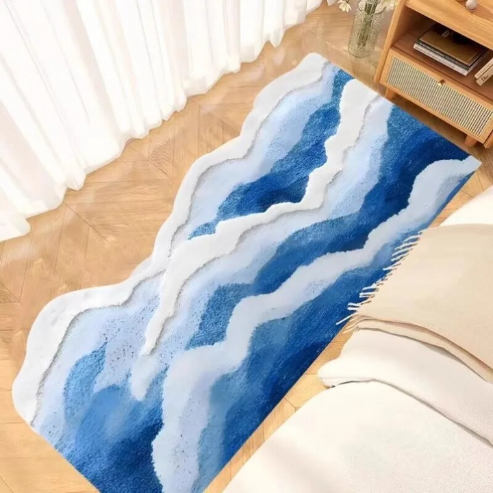 Ocean Drift Plush Wave Rug – Coastal Gradient Anti-Slip Mat