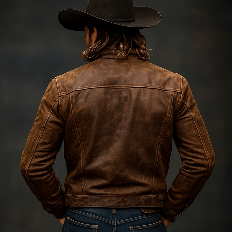 Harlow Distressed Leather Lapel Jacket