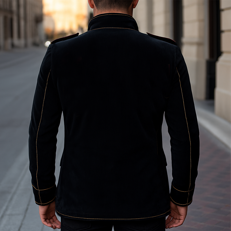 Radcliffe Velvet Multi-Button Stand Collar Jacket