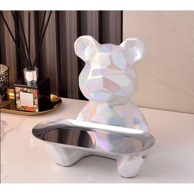 Geometric Bear Storage Sculpture – Ceramic Modern Home Decor