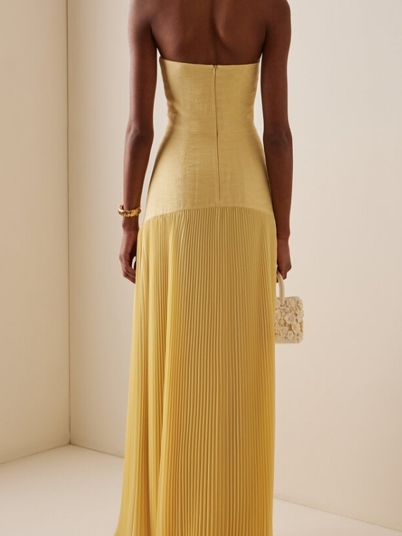 Sienna Strapless Pleated Maxi Dress
