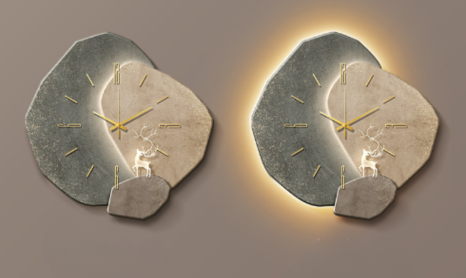 Modern Wooden Wall Clock – Sculpted LED Accent Design