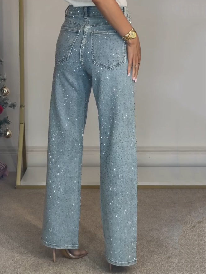 Women’s Rhinestone Straight Leg Jeans