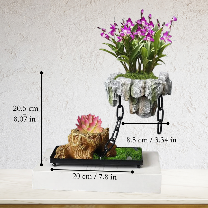 Floating Stone Planter with Magnetic Base