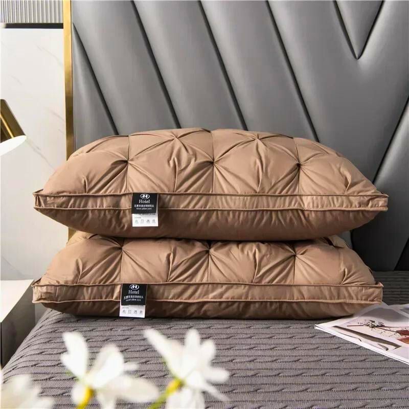 Luxury Goose Down Bed Pillow – Hypoallergenic Neck Support Cushion for Deep Sleep