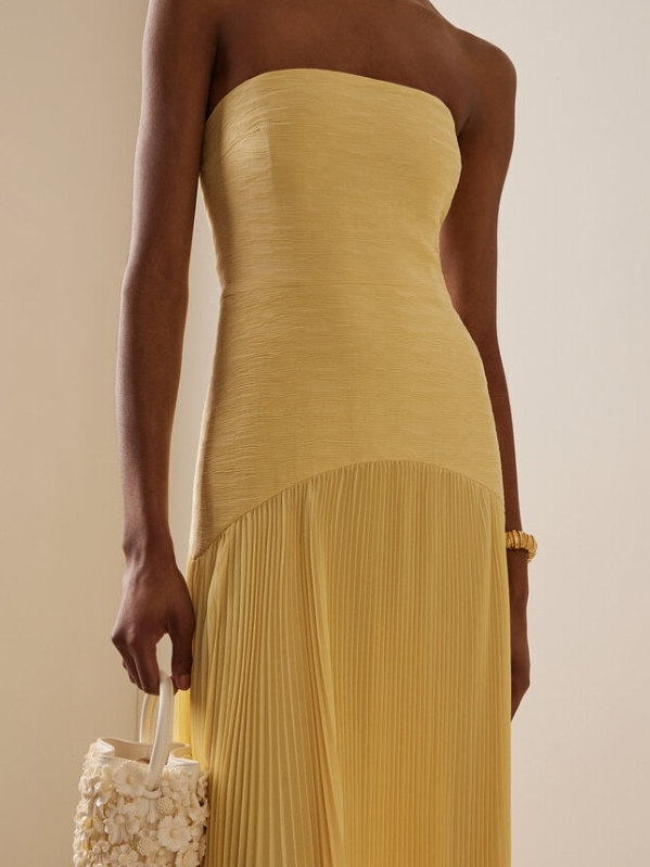 Sienna Strapless Pleated Maxi Dress