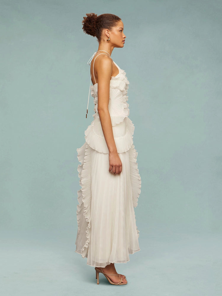 Avery One-Shoulder Pleated Maxi Dress