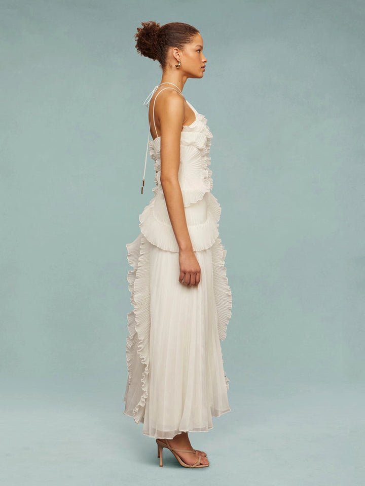 Avery One-Shoulder Pleated Maxi Dress